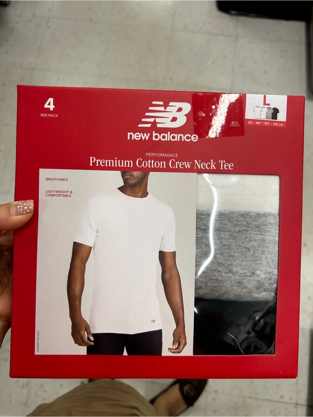 New Balance Men's Premium Cotton Crew Neck Tees - White, Gray, Black (4-Pack)